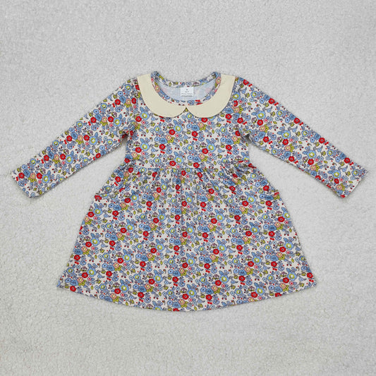 Baby Girl Long Sleeves Flower Knee Length Dress