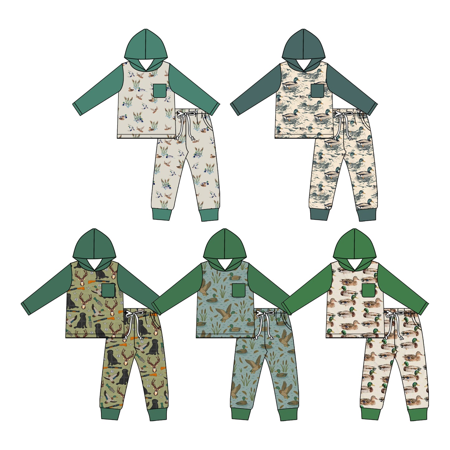 ( Moq 5 Each Style ) Sibling Baby Boys Kids Long Sleeves Ducks Hoodie Shirts Pants Sets Clothes
