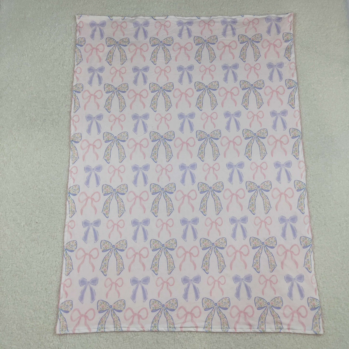 Baby Girl Toddler Floral Bows Minky Blanket RTS