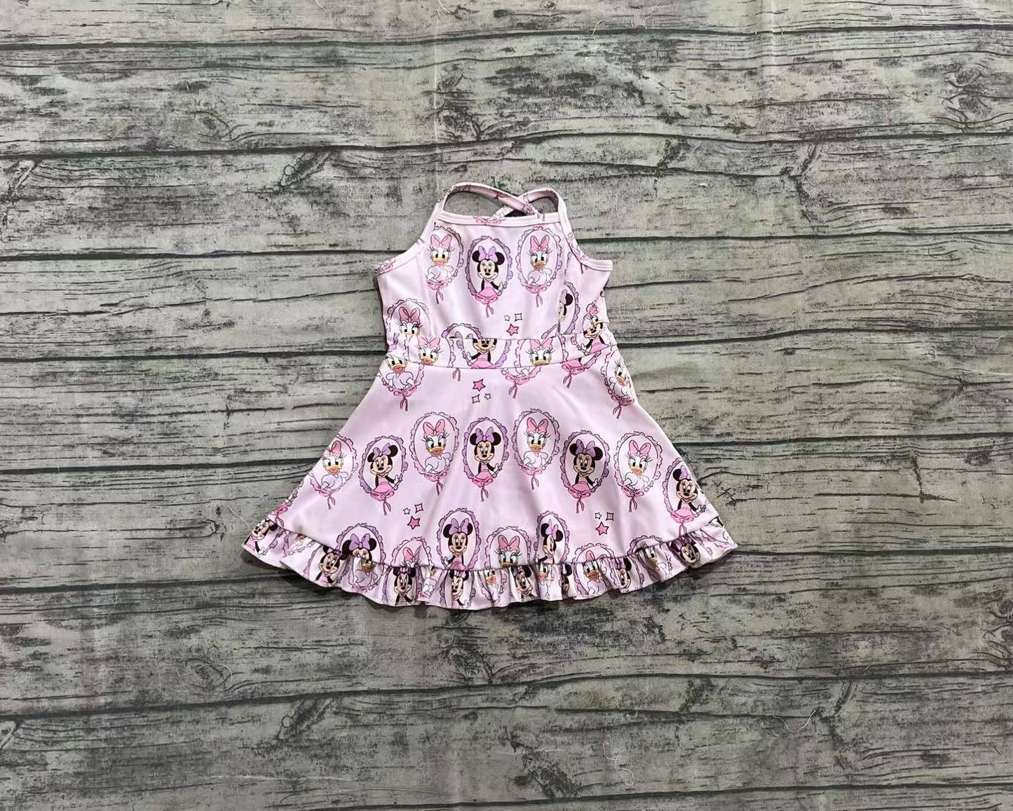 Baby Girl Straps SCartoon Mouse Ducks Yoga Active Knee Length Dress RTS