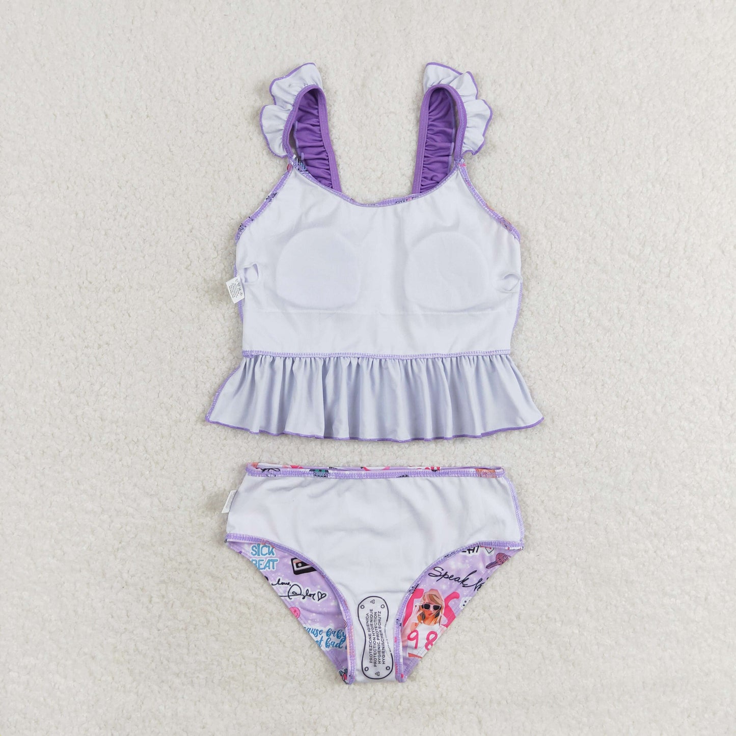 Baby Girl Summer Singer Purple Tops Plaid Bummie Swimsuit