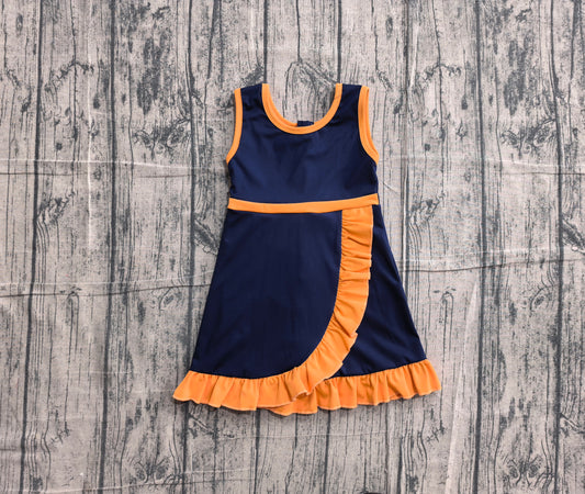 ( No moq ) Preorder Baby Girls Kids Sleeveless Shorts Knee Length Purple Dress Yoga Active Scallop Clothes
