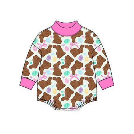 ( Moq 5 ) Preorder Baby Girls Infant Rabbits Bows Eggs Easter Bubble Romper Clothes