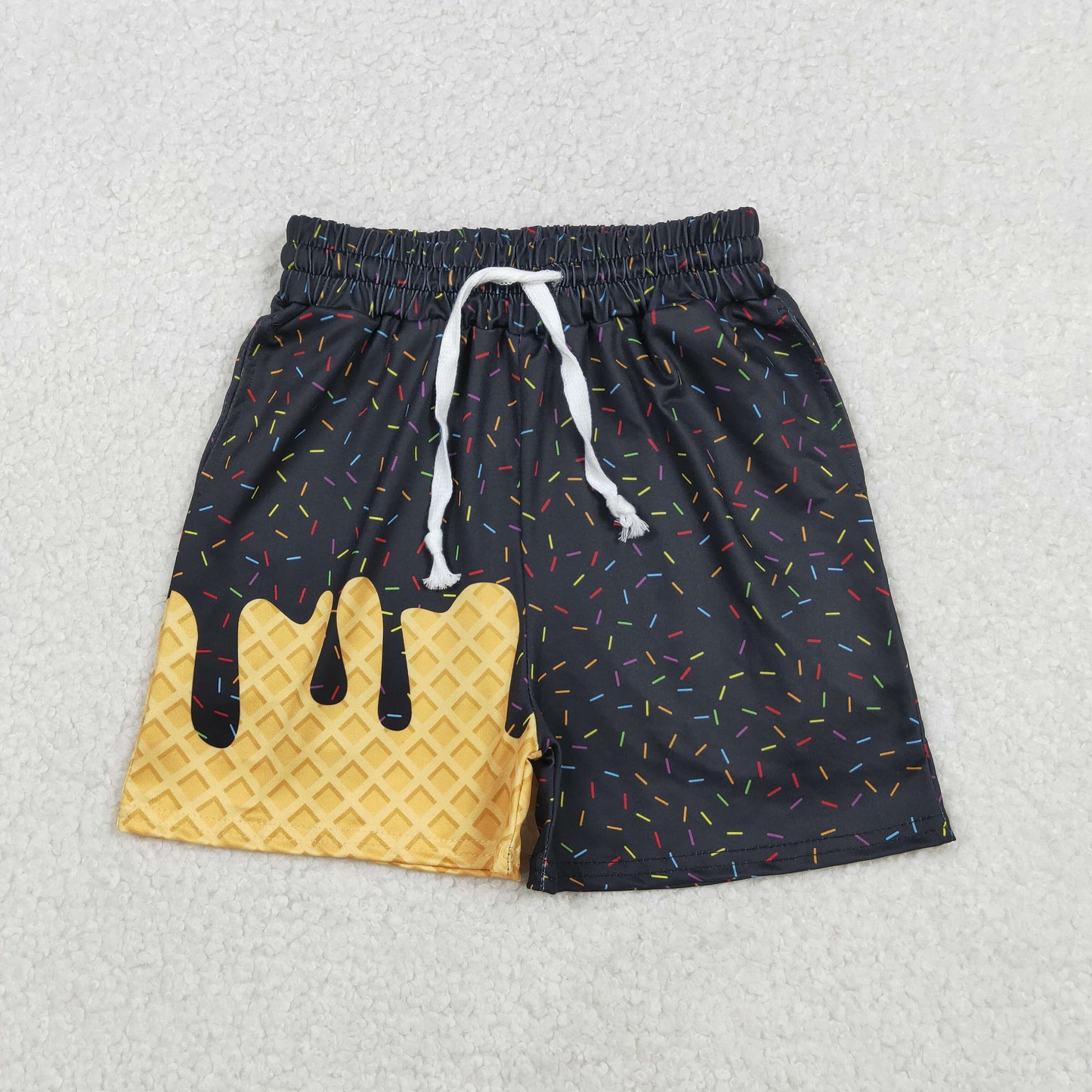 Baby Boy Toddler Drips Sprinkles Summer Black Bottom Shorts RTS