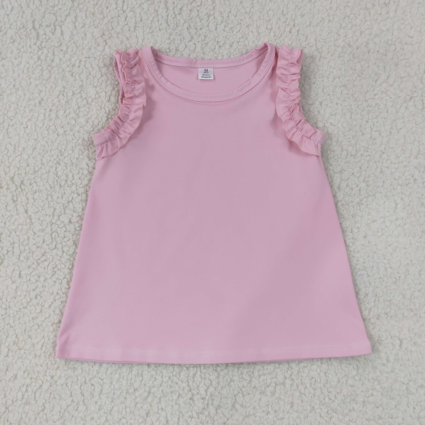 Baby Girls Sleeveless Pink Ruffle Pullover Kids Yoga Active Tops Clothes RTS