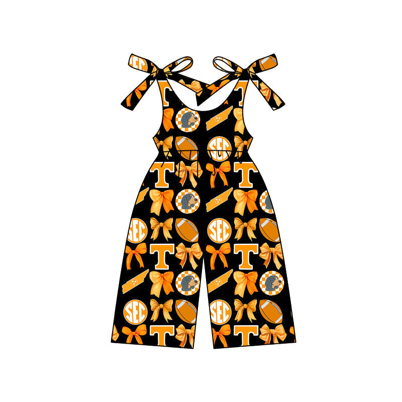 Baby Girl Straps Dogs Team Bows Pants Clothes Jumpsuit ( Moq 5 )