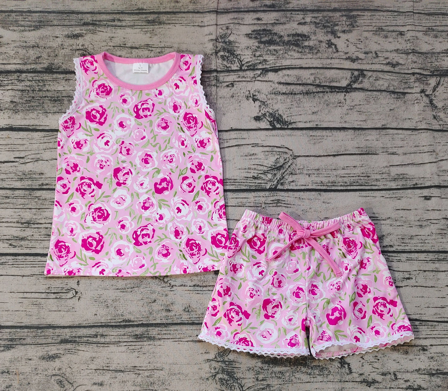 Pre-order GSSO0673 Baby Girl Sleeveless Floral Tops Shorts Summer Set