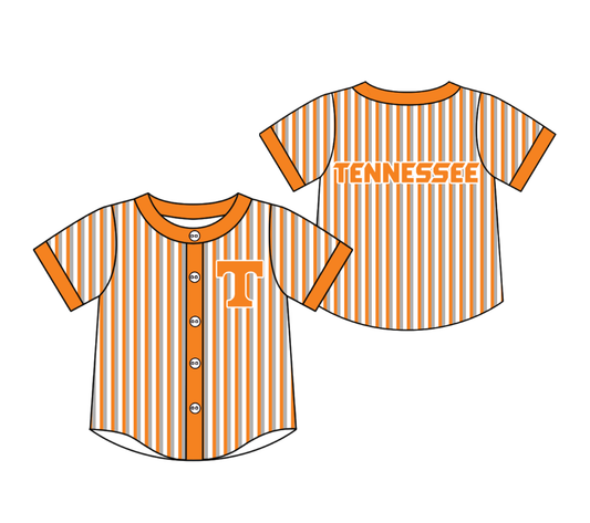 ( Moq 5 ) Preorder Baby Boy Kids Short Sleeves Orange Grey Stripes Shirt Team Tops