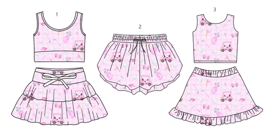 ( Moq 5 Each Style ) Baby Girls Kids Golf Sibling Pink Shorts Sets Clothes