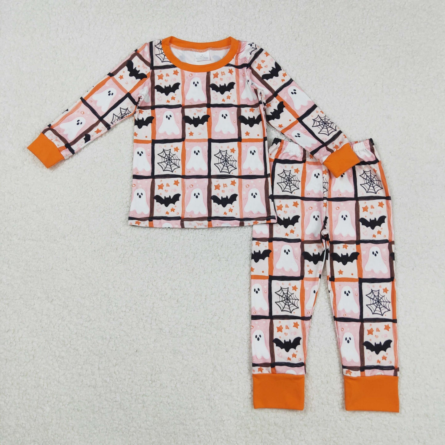 Baby Kids Toddler Long Sleeves Ghost Bats Shirt Pants Halloween Pajamas Set RTS