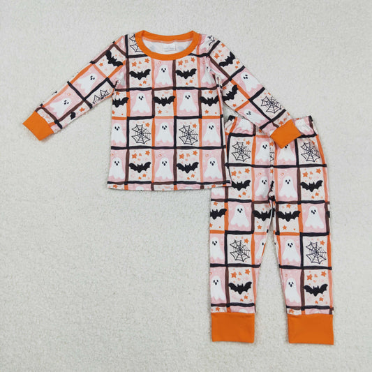 Baby Kids Toddler Long Sleeves Ghost Bats Shirt Pants Halloween Pajamas Set RTS
