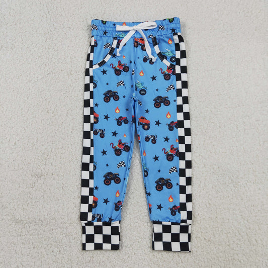 Baby Boys Kids Blue Trucks Flags Pockets Pants RTS