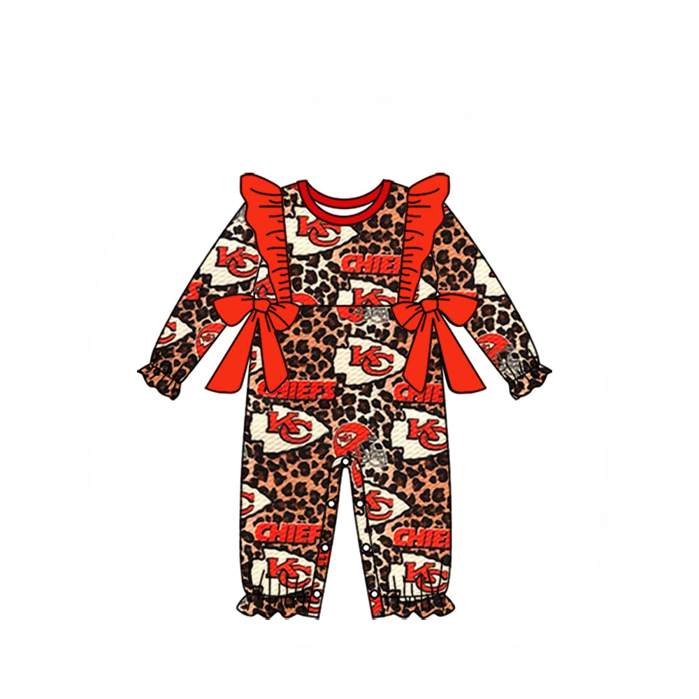Baby Girl KC Leopard Long Sleeves Team Romper