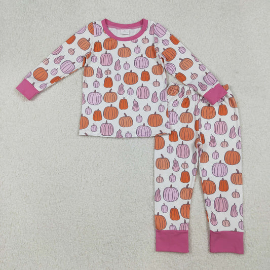 Baby Girl Long Sleeves Pumpkins Shirt  Pants Fall Thanksgiving Pajamas Set RTS