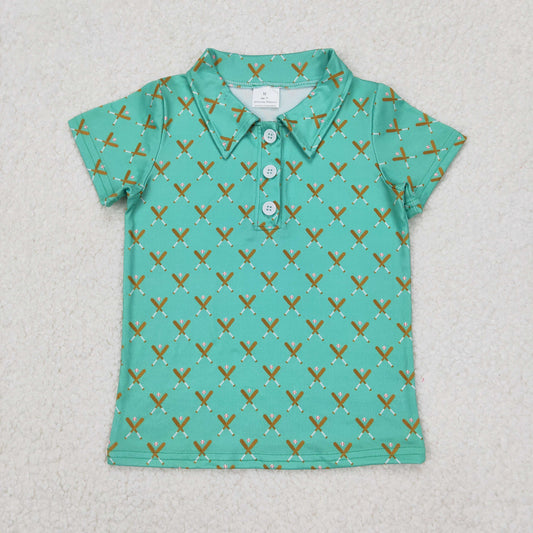 Baby Boy Green Short Sleeves Baseball Buttons Shirt RTS