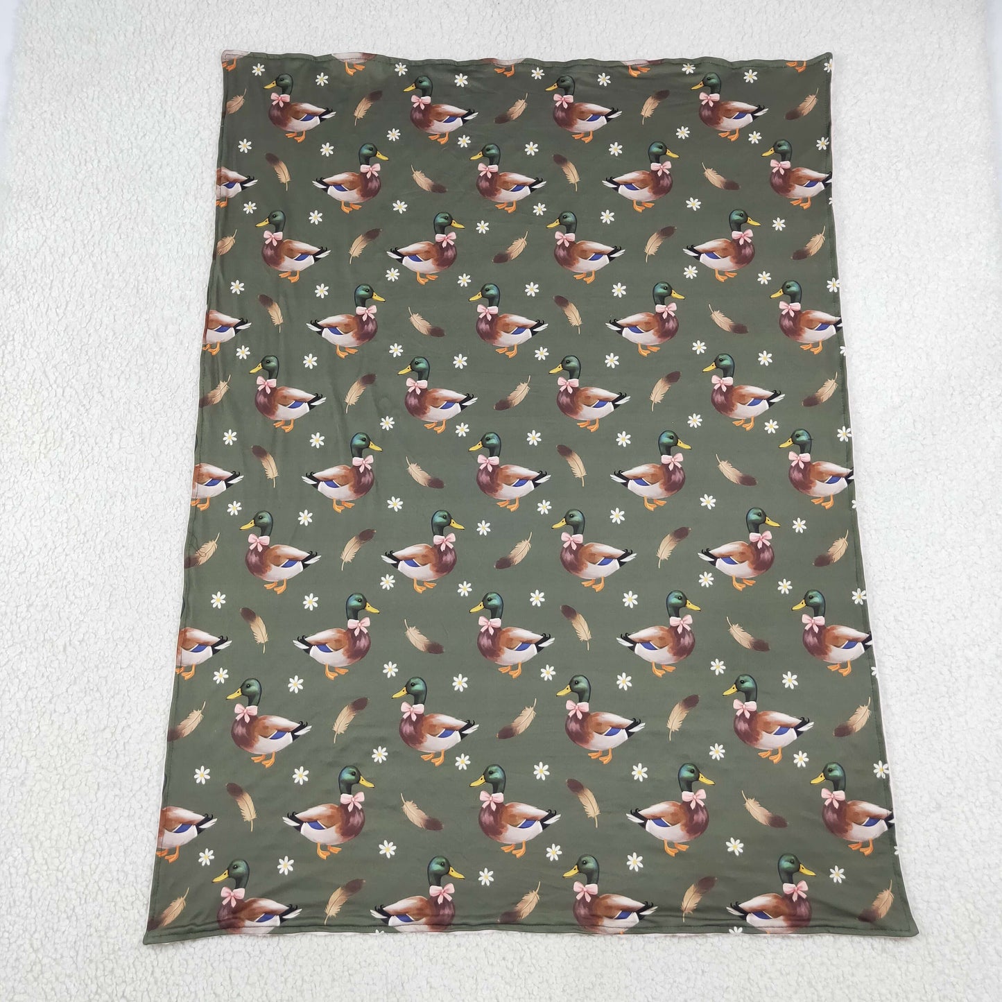 Baby Girls Toddler Ducks Bows Flower Blanket RTS