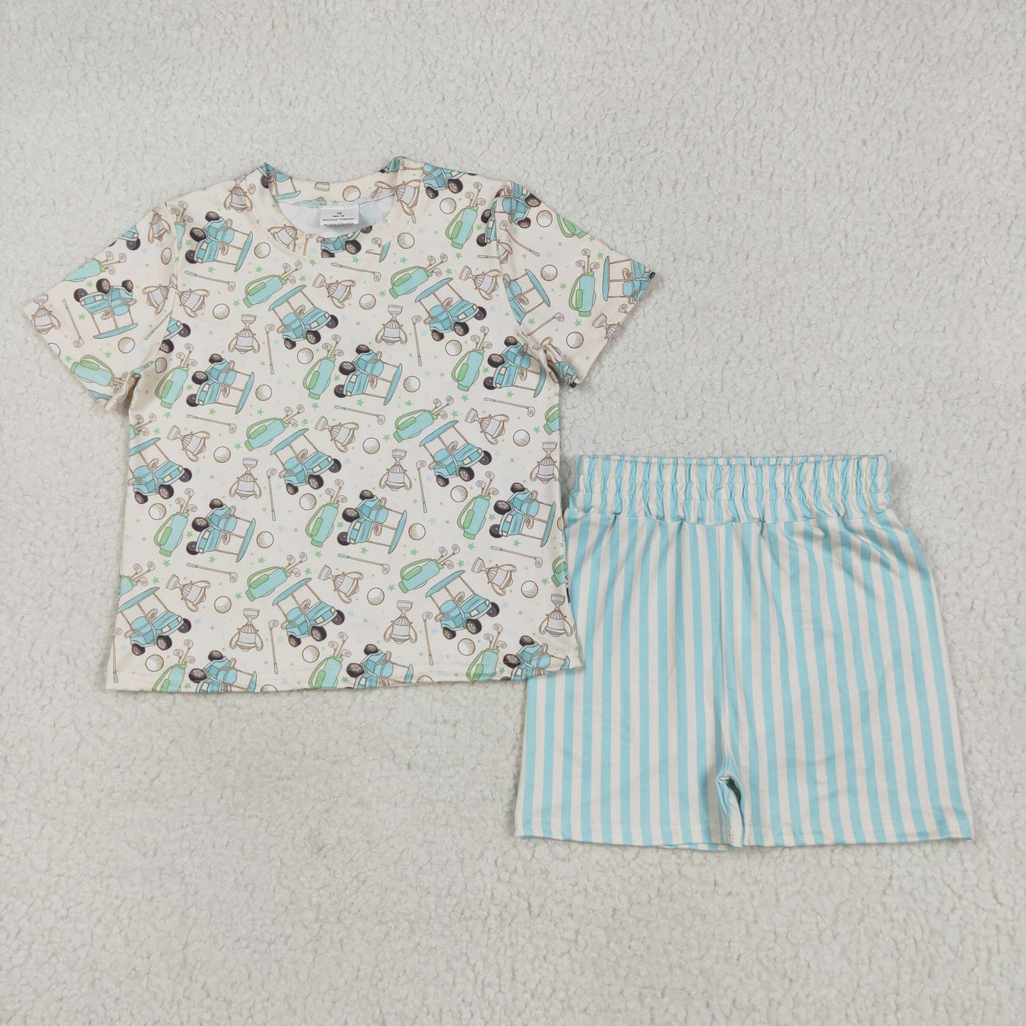 Baby Girl Short Sleeves Golf Tops Stripes Shorts Pajamas Set RTS