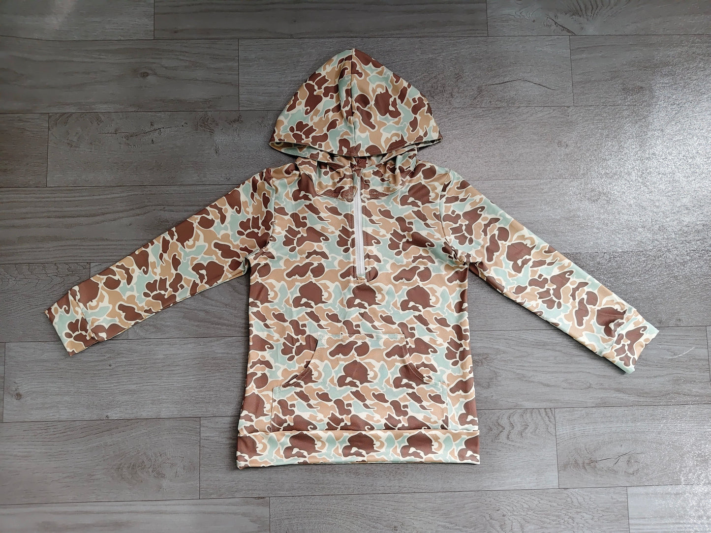 ( No moq ) Preorder Baby Boys Kids Long Sleeves Camo Pocket Hoodie Zipper Shirt Tops