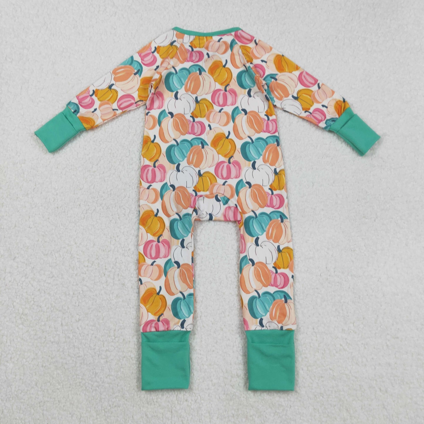 Girls Kids Infant Long Sleeves Pumpkins Zipper Fall Pajamas Romper RTS