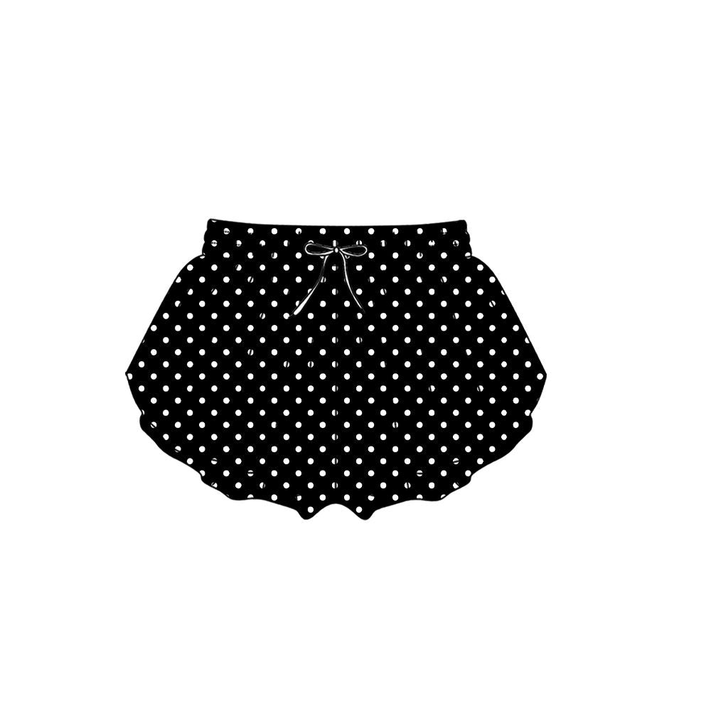 ( Moq 5 ) Preorder Adult Women Dots Black Yoga Active Ruffle Shorts Bottom Clothes