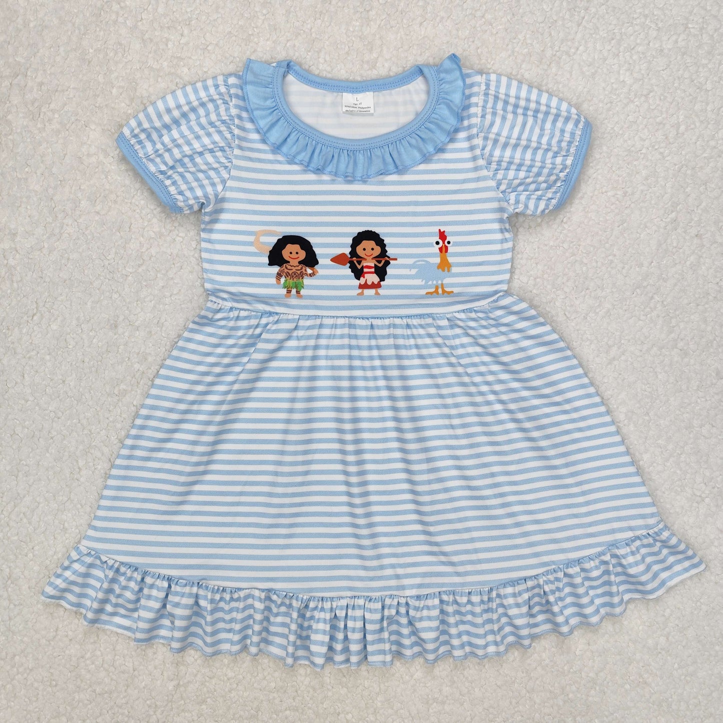 Baby Girl Short Sleeves Princess Stripes Knee Length Dress RTS