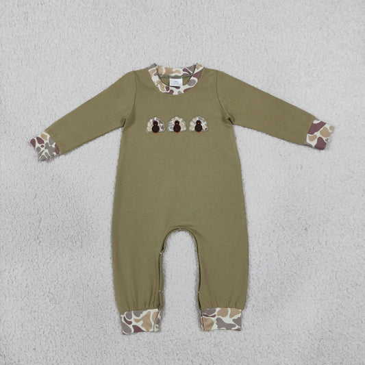 Baby Boys Infant Long Sleeve Embroidery Camo turkey Fall Romper Clothes RTS