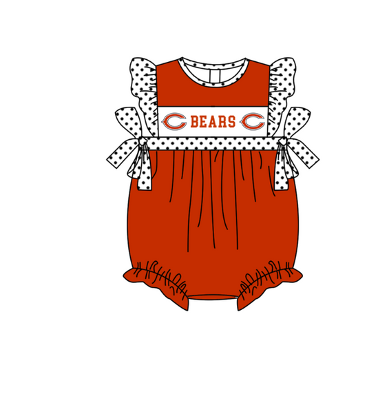 ( Moq 5 ) Baby Girls Kids Short Sleeves Bows Team Red Bubble Romper