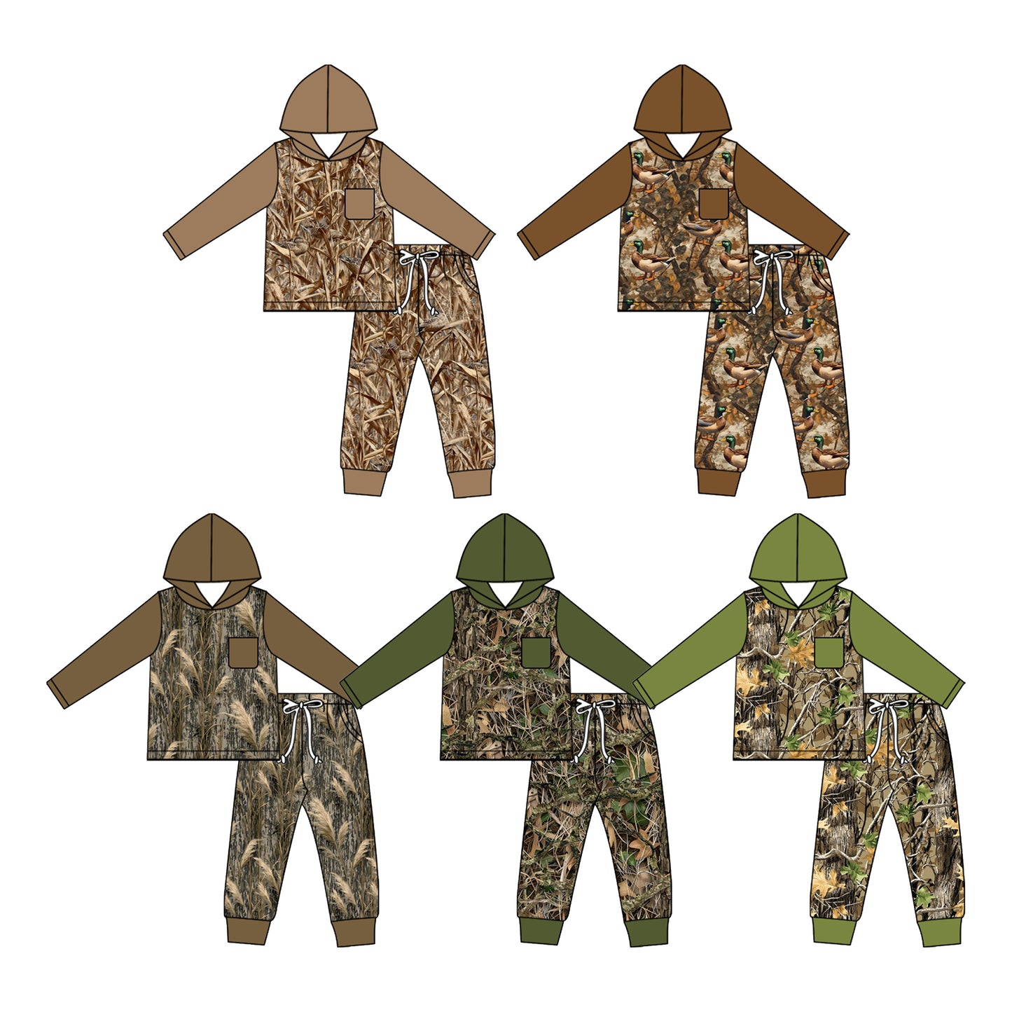( Moq 5 Each Style ) Sibling Baby Boys Kids Long Sleeves Camo Hoodie Shirts Pants Sets Clothes