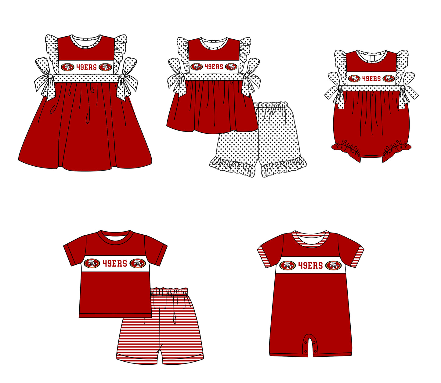 ( Moq 5 ) Baby Boys Infant Red Short Sleeves Team Summer Romper