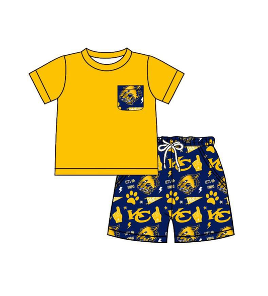 Baby Boy Short Sleeves KC Team Pocket Shirt Shorts Clothes Set ( Moq 5 )