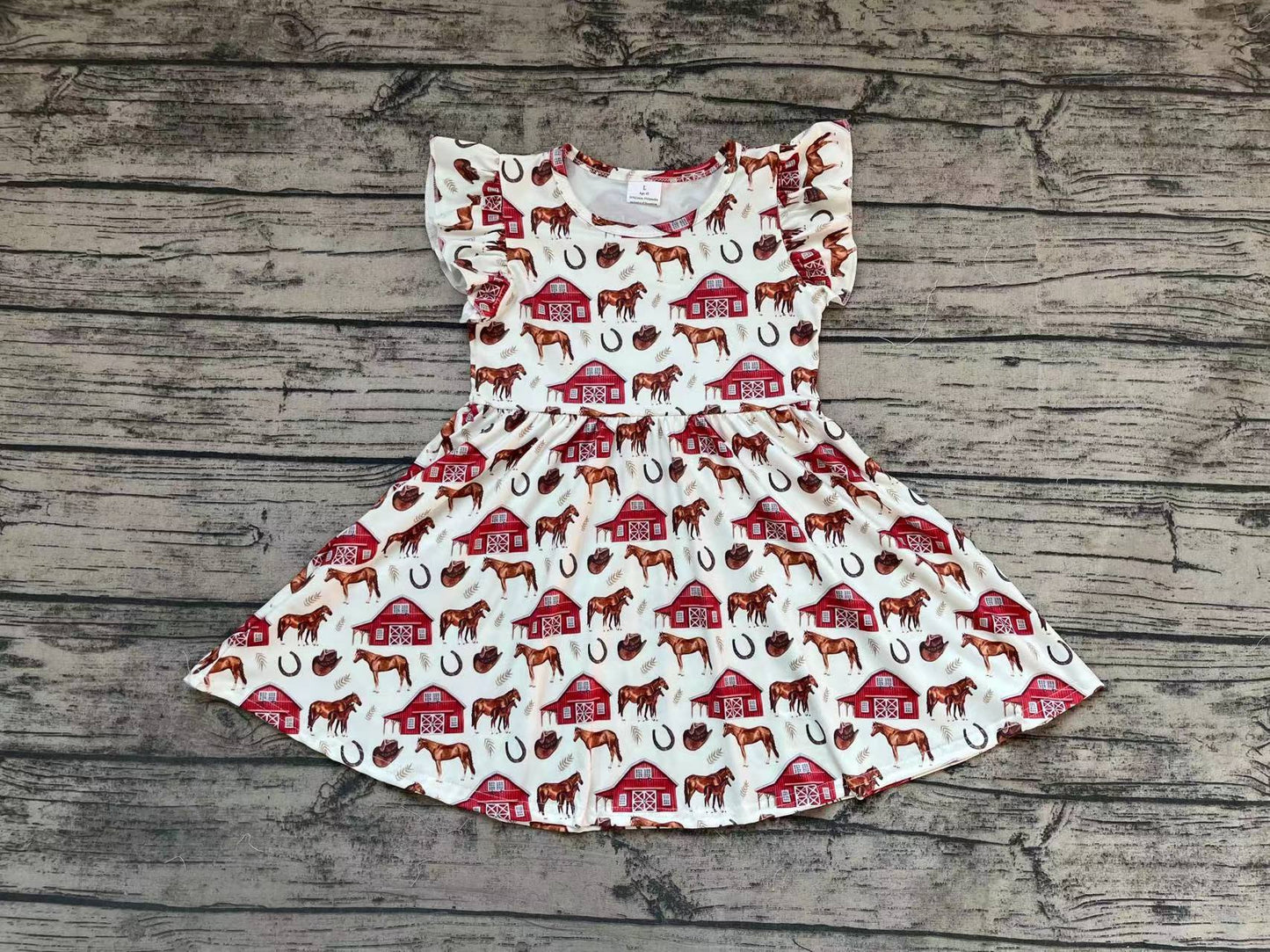 No moq Pre-order GSD0518 Baby Girl Horse Farm Dress