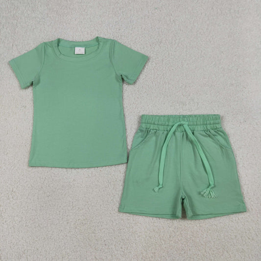 Baby Boys Kids Green Short Sleeves Shirt Pockets Shorts Summer Clothes Set RTS