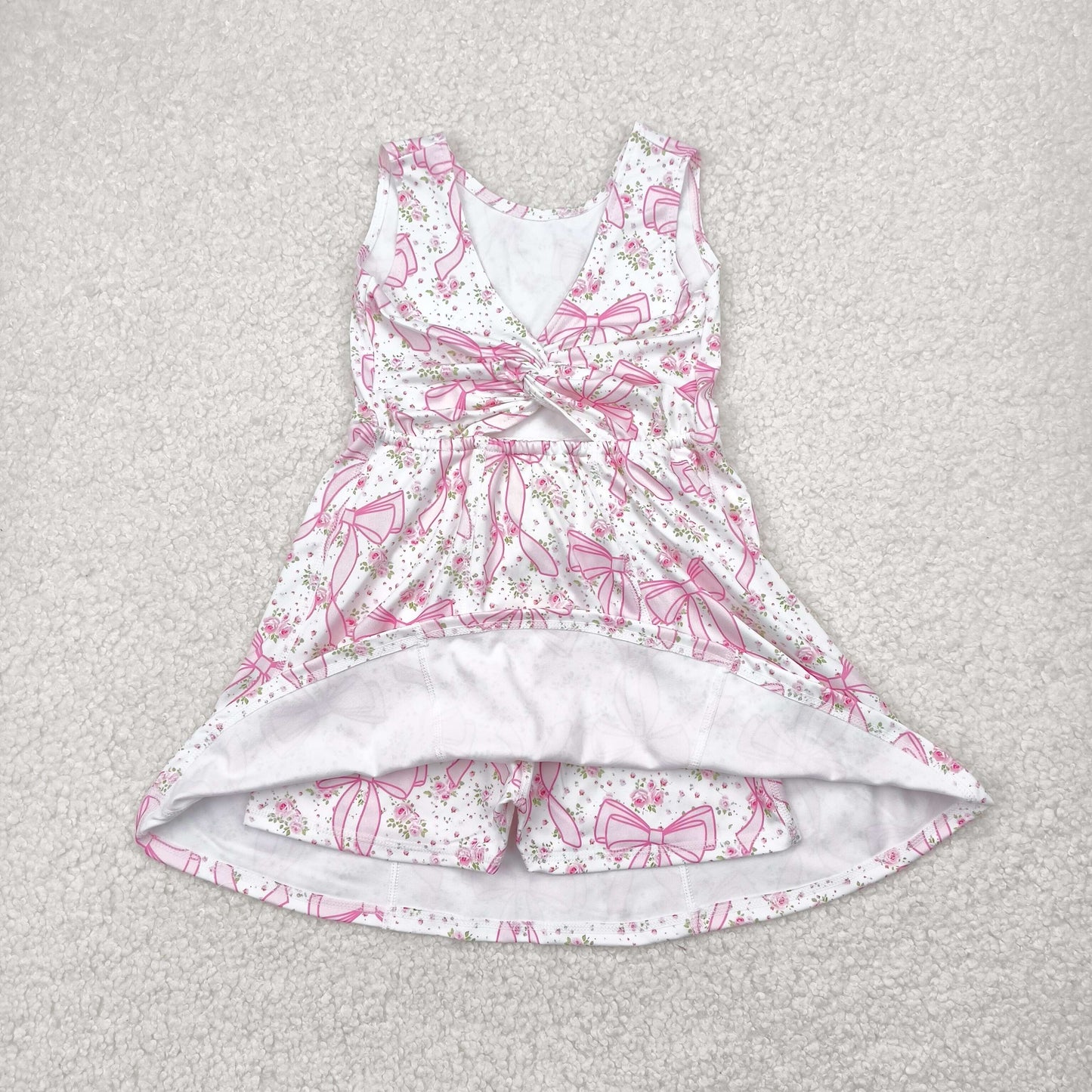 Baby Girl Sleeveless Bows Floral Yoga Active Wear Shorts Pink Dress RTS