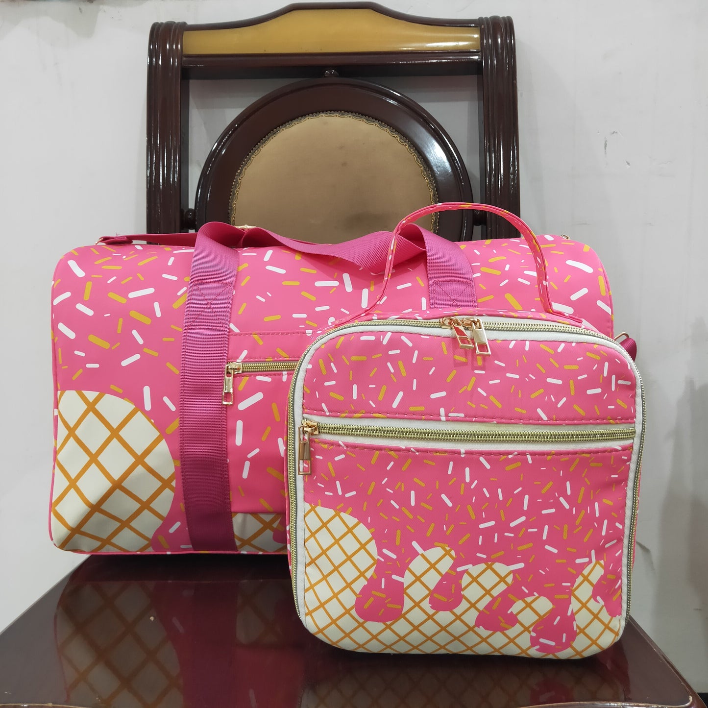 Toddler Girl Plaid Candy Pink Zipper Gym Bag Lunch Box Sibling Bags RTS