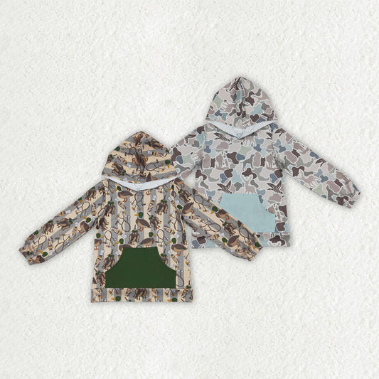 Baby Boy Long Sleeves Ducks Dogs Camo Pockets Hoodie Hunting Shirt Tops Clothes RTS