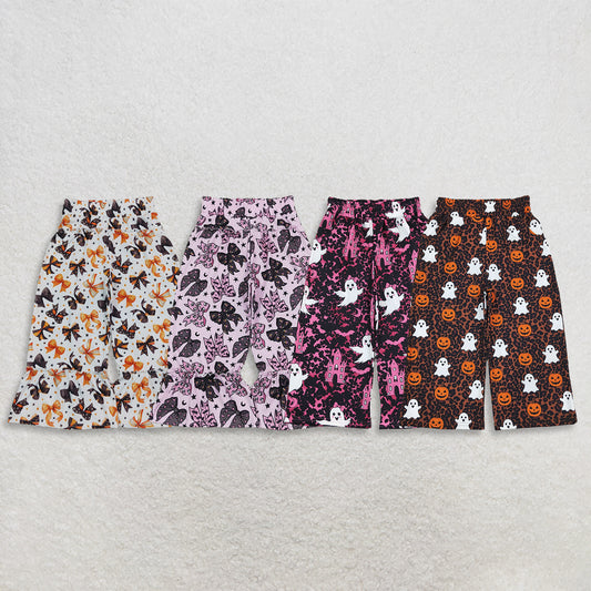 Sibling Baby Girls Kids Halloween Bows Pumpkins Ghosts Pants Bottoms Clothes RTS