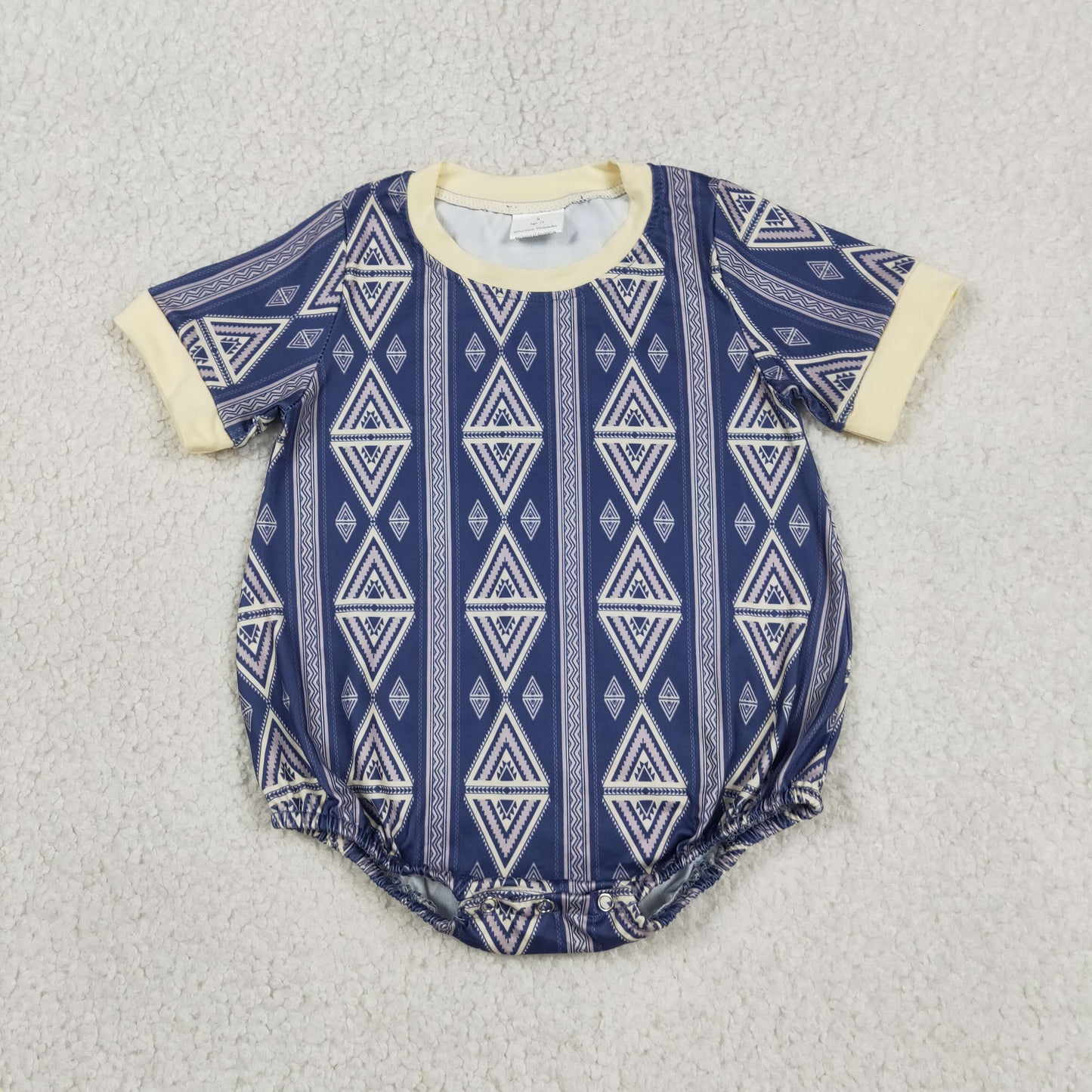 Baby Boys Kids Short Sleeves Western Aztec Stripes Bubble Romper RTS