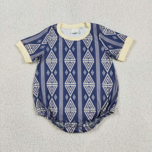 Baby Boys Kids Short Sleeves Western Aztec Stripes Bubble Romper RTS