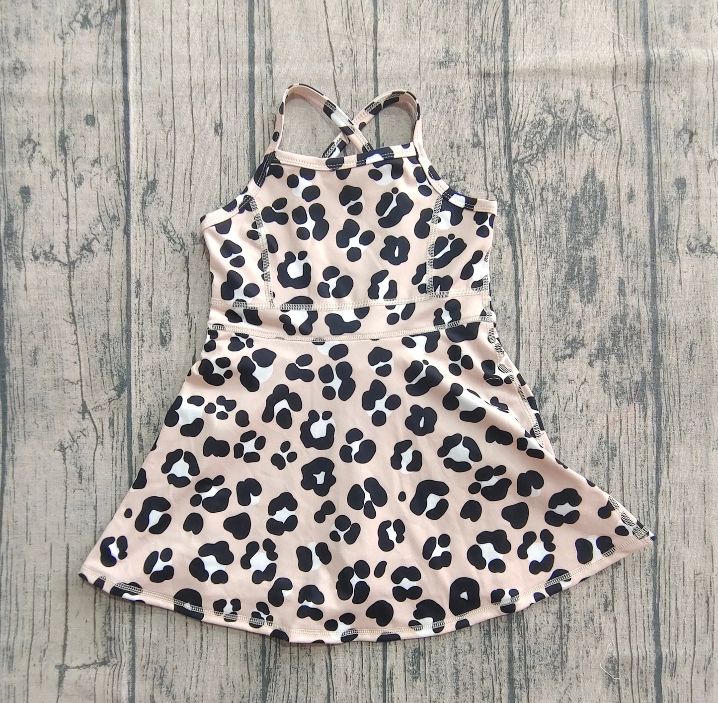 Baby Girl Sleeveless Leopard Knee Length Yoga Active Dress RTS