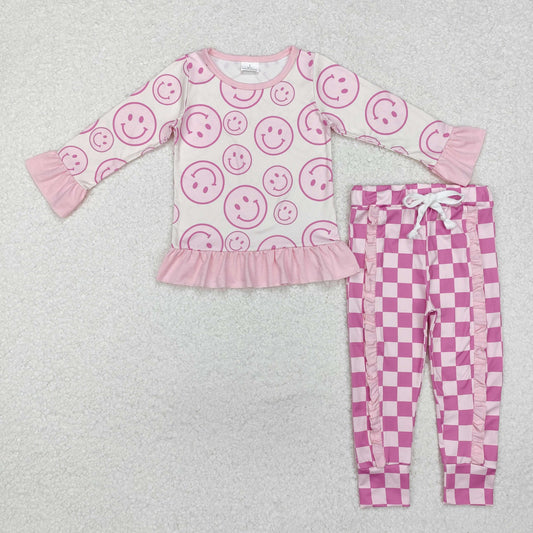 Baby Boy Long Sleeves Smile Green Shirt Checkered Pants Set