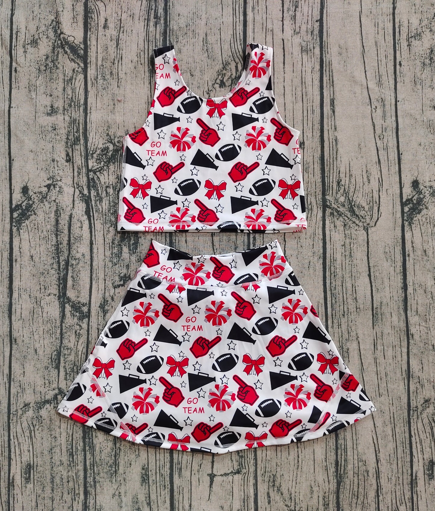 Baby Girl Sleeveless Football Stars Bows Cheer Tops Skort G Team Yoga Active Set RTS