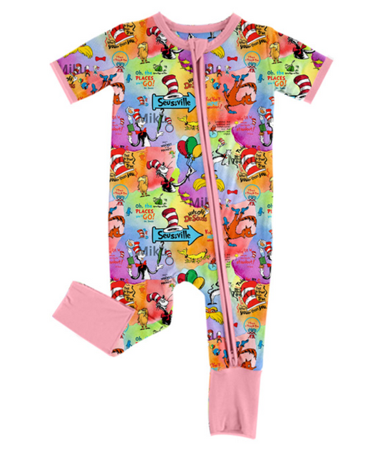 Baby Girl Short Sleeves Dr Reading Zipper Romper Moq 5