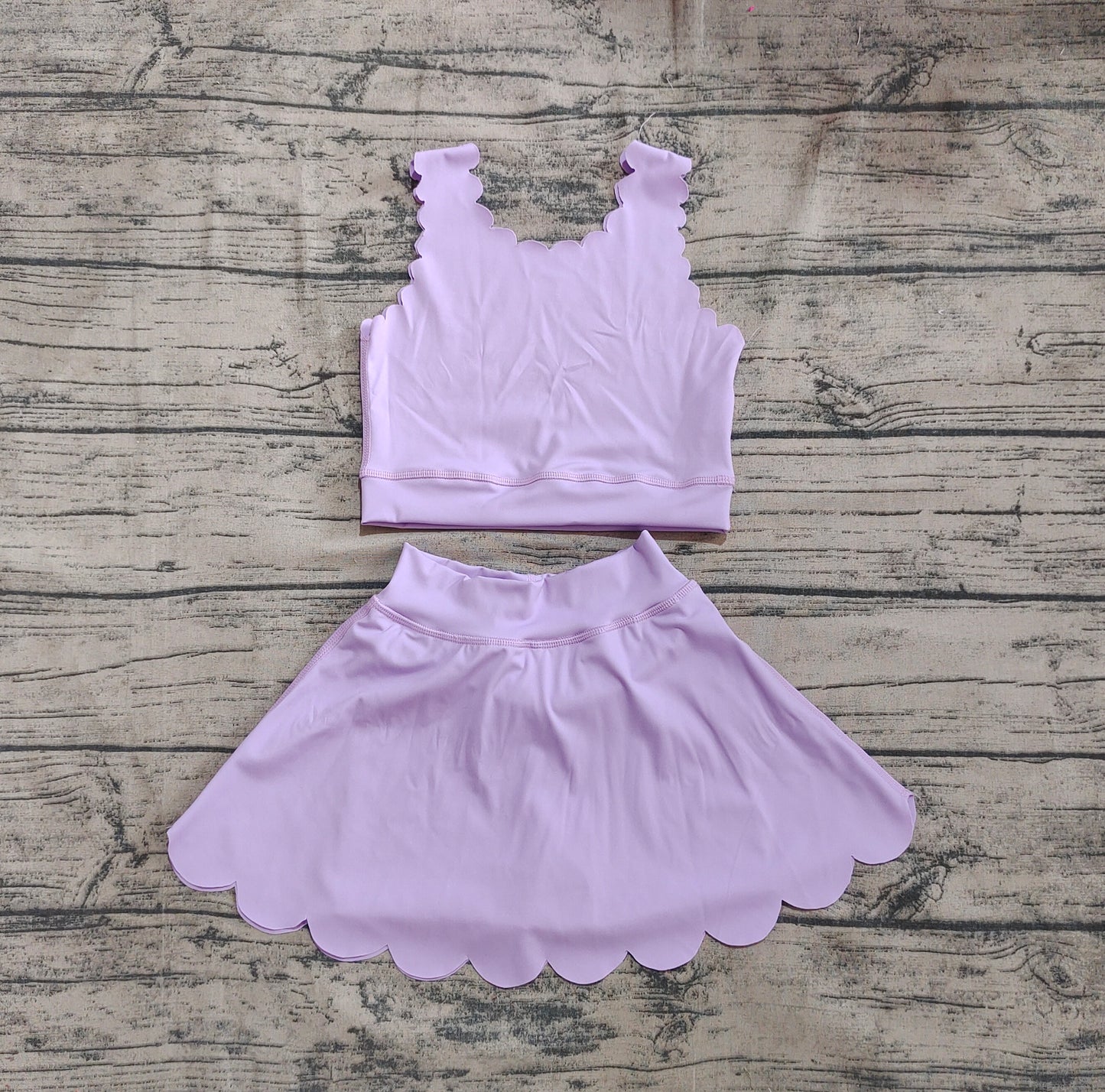 Baby Girl Light Purple Straps Vest Tops Shorts Skort Yoga Active Wear Clothes Set RTS