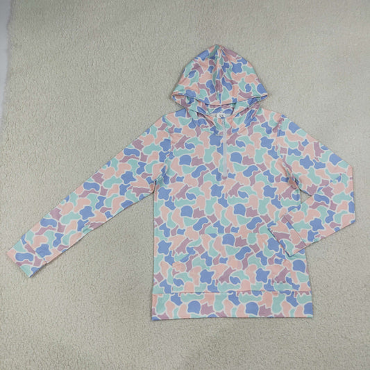 Adult Men Long Sleeves Hoodie Zipper Camo Shirt Pocket Pullover RTS