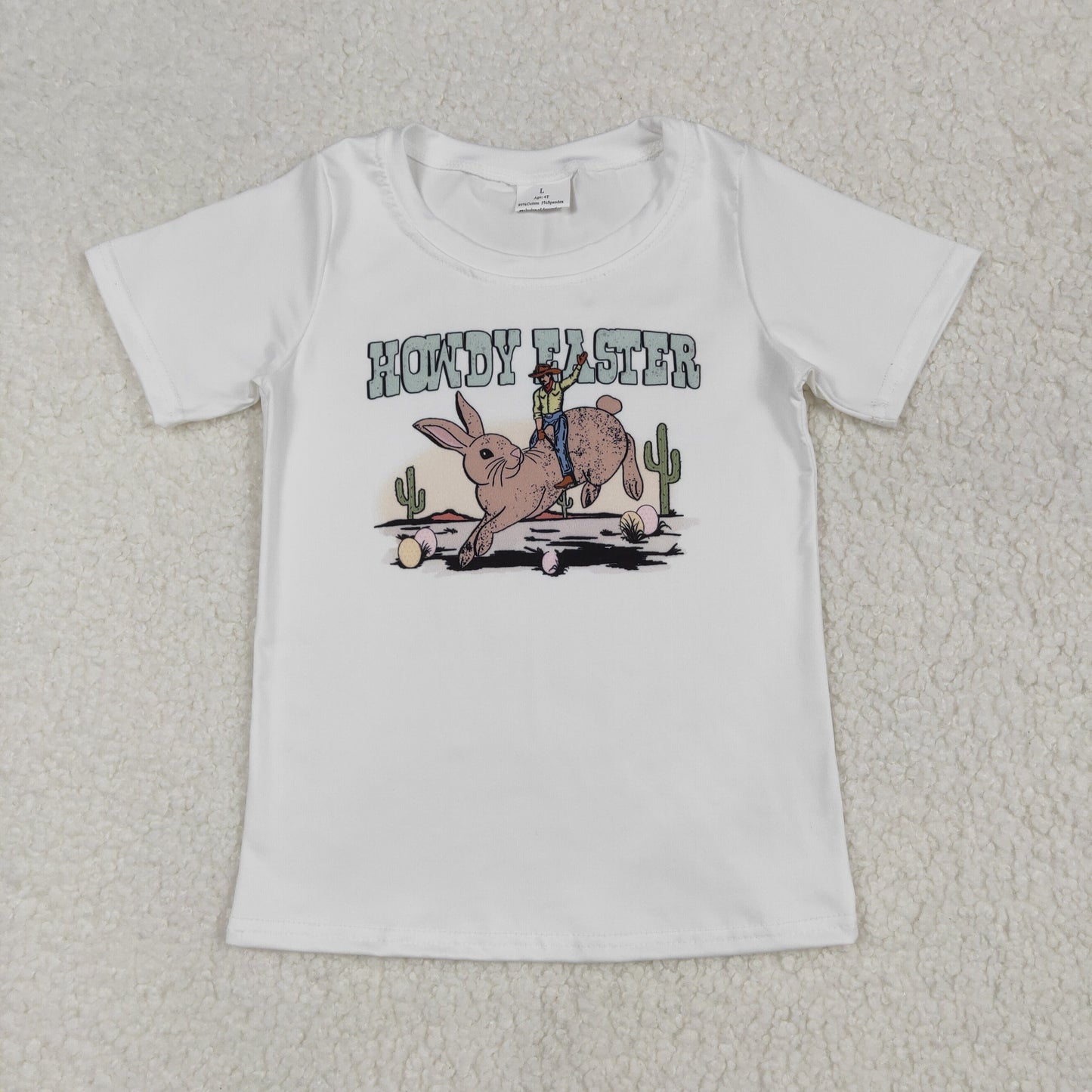 Baby Boy Short Sleeves Howdy Easter Rabbit Cactus Tee Shirt RTS