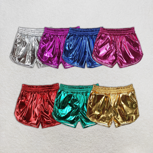 Baby Girl Pockets Leather Elastic Bottom Shorts Sibling Colorful Clothes