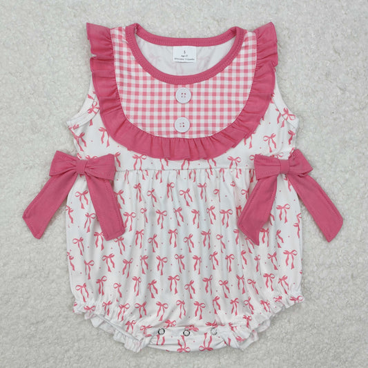 Baby Girl Infant Pinks Bows Sleeveless Bubble Romper
