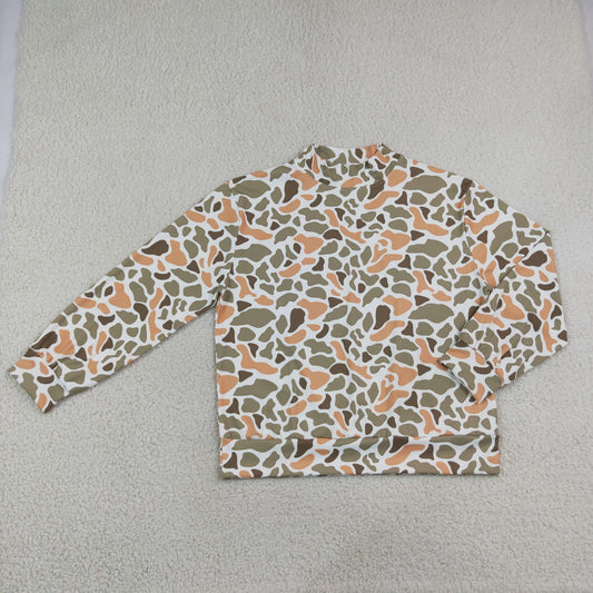 Adult Women Orange Green Camo Shirt Tops Pullover Yoga Active Clothes RTS