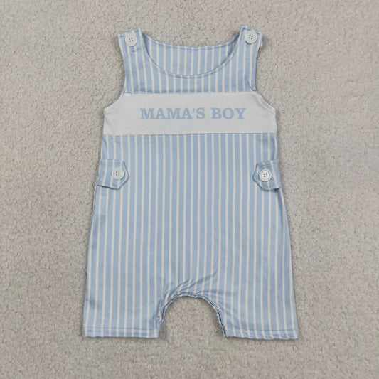 Baby Boys Toddler Sleeveless Mama's Boy Blue Stripes Summer Romper RTS