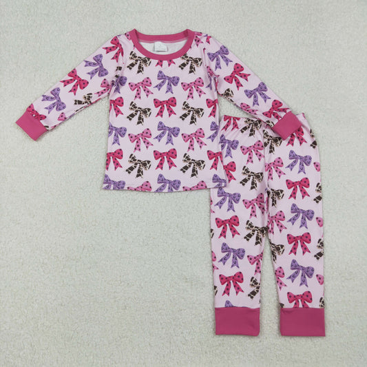 Baby Girl Long Sleeves Western Bows Shirt Pants Western Pajamas Set RTS
